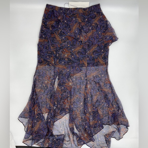 Veronica Beard NWT Trixie Silk Handkerchief Chiffon Ruffle Asymmetric Midi 4 - Picture 11 of 16